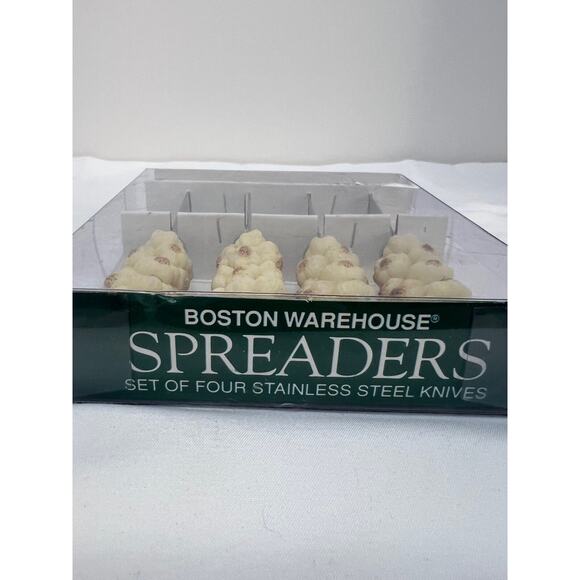 1993 Boston Warehouse Set of 4 Stainless Steel Resin Garlic Braids Spreaders NIB - Picture 3 of 6